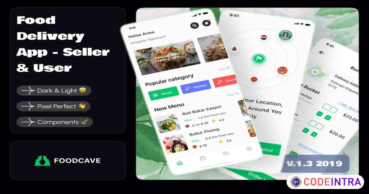 Food Delivery App ( FoodCave ) - Figma Resources - Codeintra
