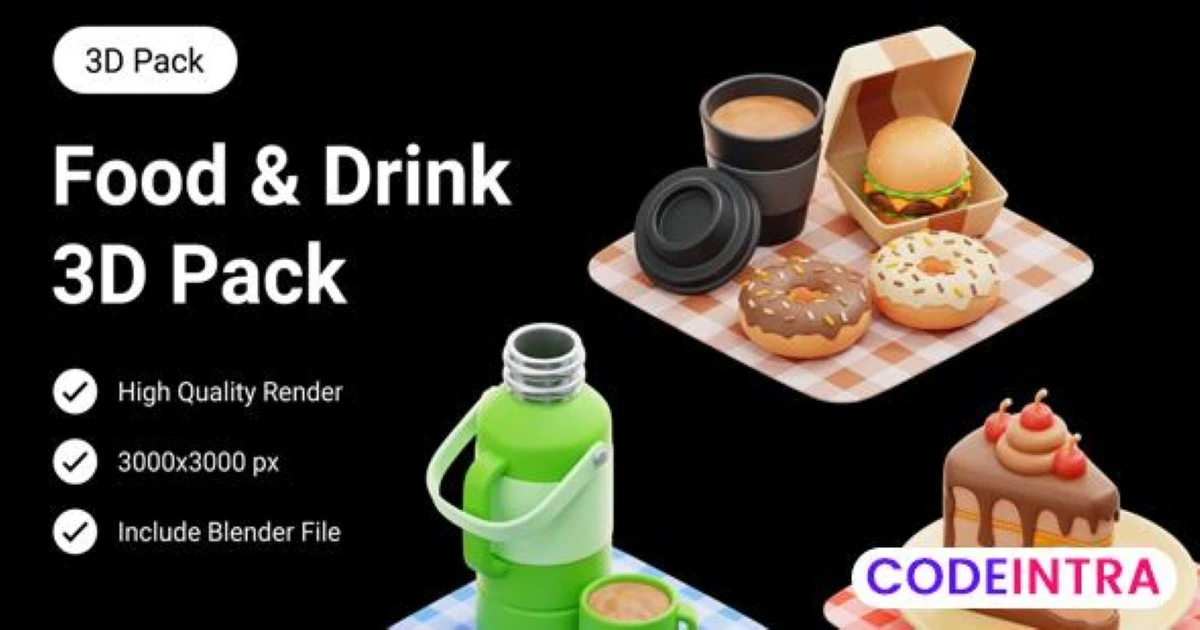 Food & Drink 3D Illustration PNG & Blender HD Quality - Codeintra