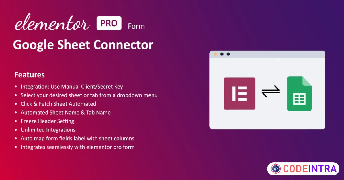 Google Sheet Connector For Elementor Forms - Codeintra