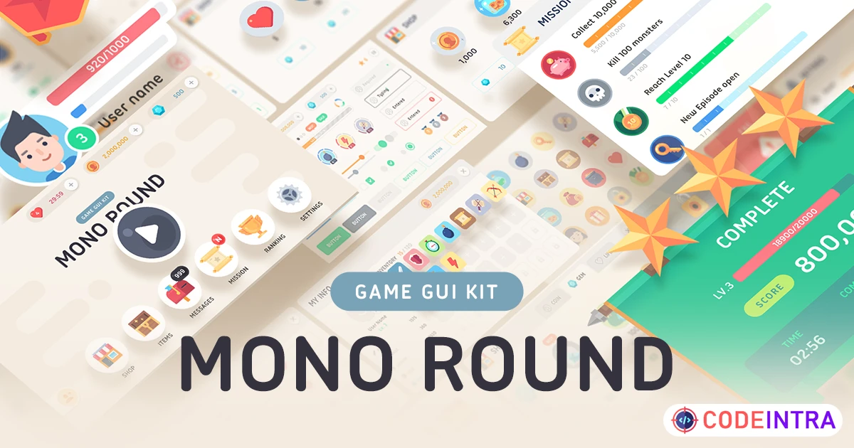 GUI - Mono Round | 2D Icons | Unity Assets - Codeintra
