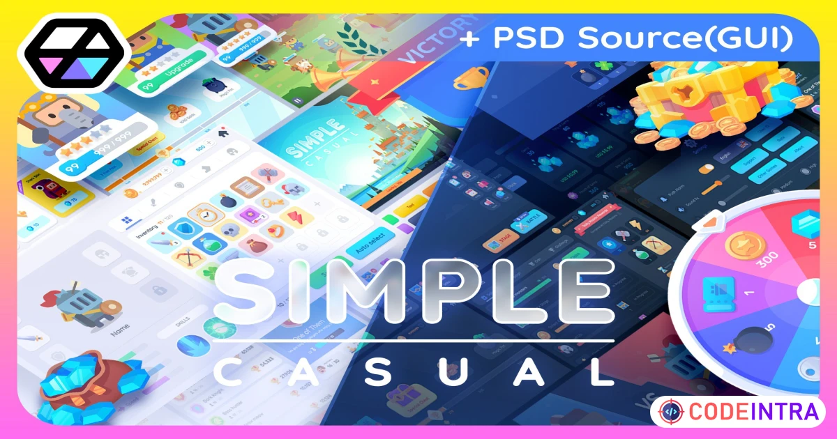 GUI Pro - Simple Casual(+PSD) | 2D Icons | Unity Assets - Codeintra