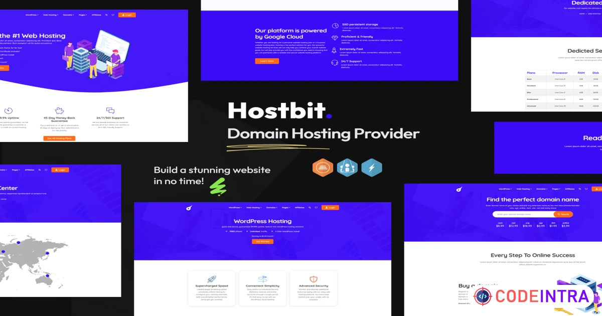 Hostbit – Domain Hosting Provider HTML Template - Codeintra