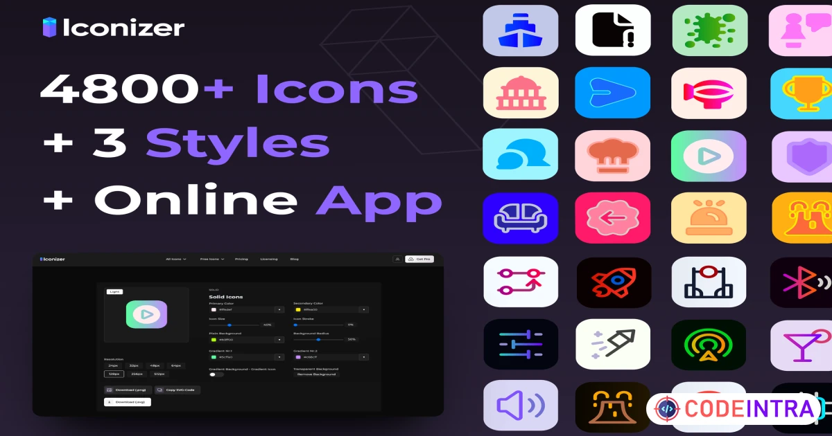 Iconizer Pro | Icon Customizer | 4800+ Icons, 3 Styles - Figma Resources - Codeintra