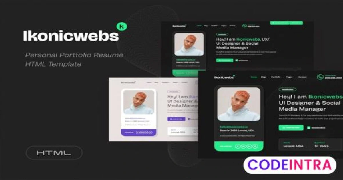 Ikonicwebs - Personal Portfolio Resume Template - Codeintra