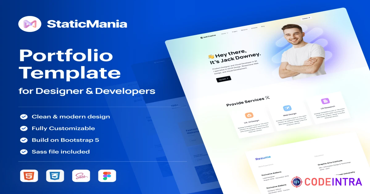 JackCreative: Personal Portfolio Website Template - Coded Templates - Codeintra