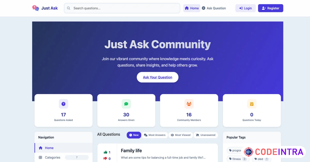Just Ask - Answer Question Platform PHP Script - Codeintra