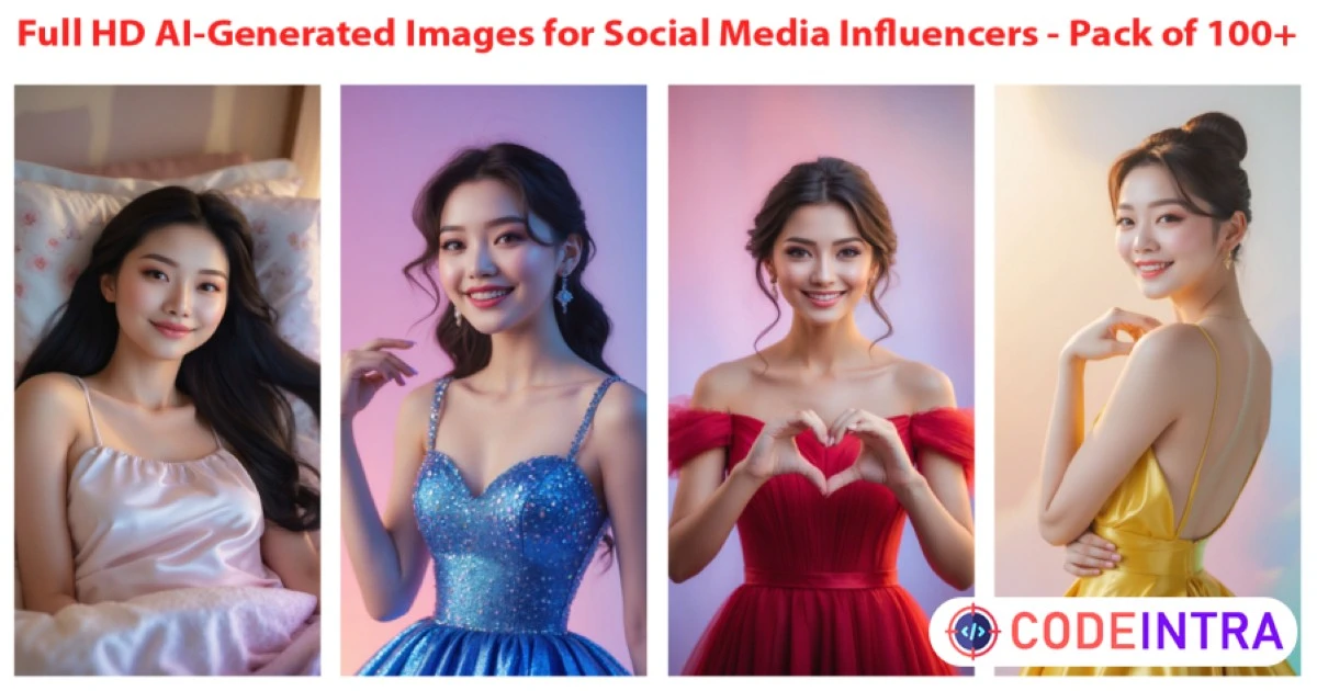 Korean Girl Full HD AI-Generated Images for Social Media Influencers - Pack of 100+ AI Images - Codeintra