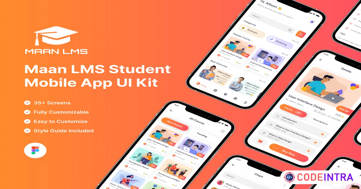 Maan LMS- Student Mobile App Flutter iOS & Android UI Kit - UI Kits - Codeintra