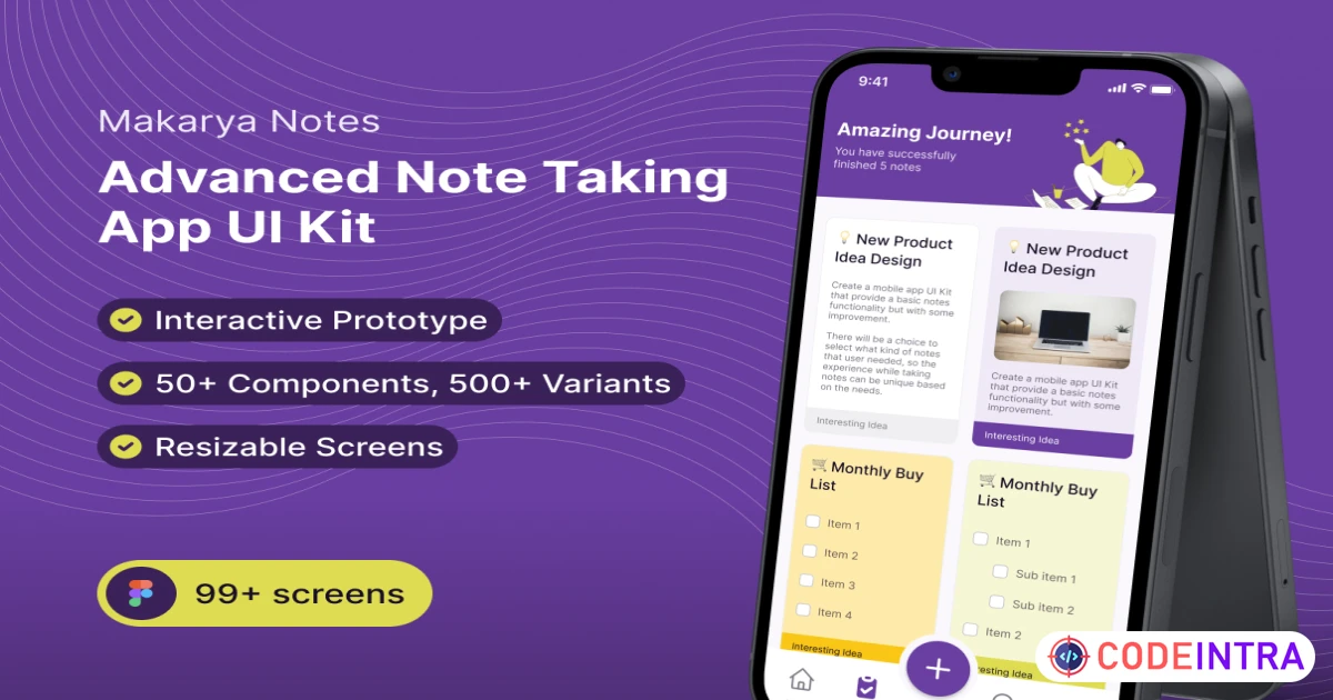 Makarya Notes - Advanced Note Taking App - Design System & UI Kit - Figma Resources - Codeintra