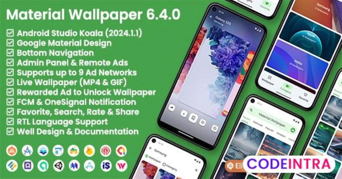 Material Wallpaper Android App With Admin Panel - Codeintra