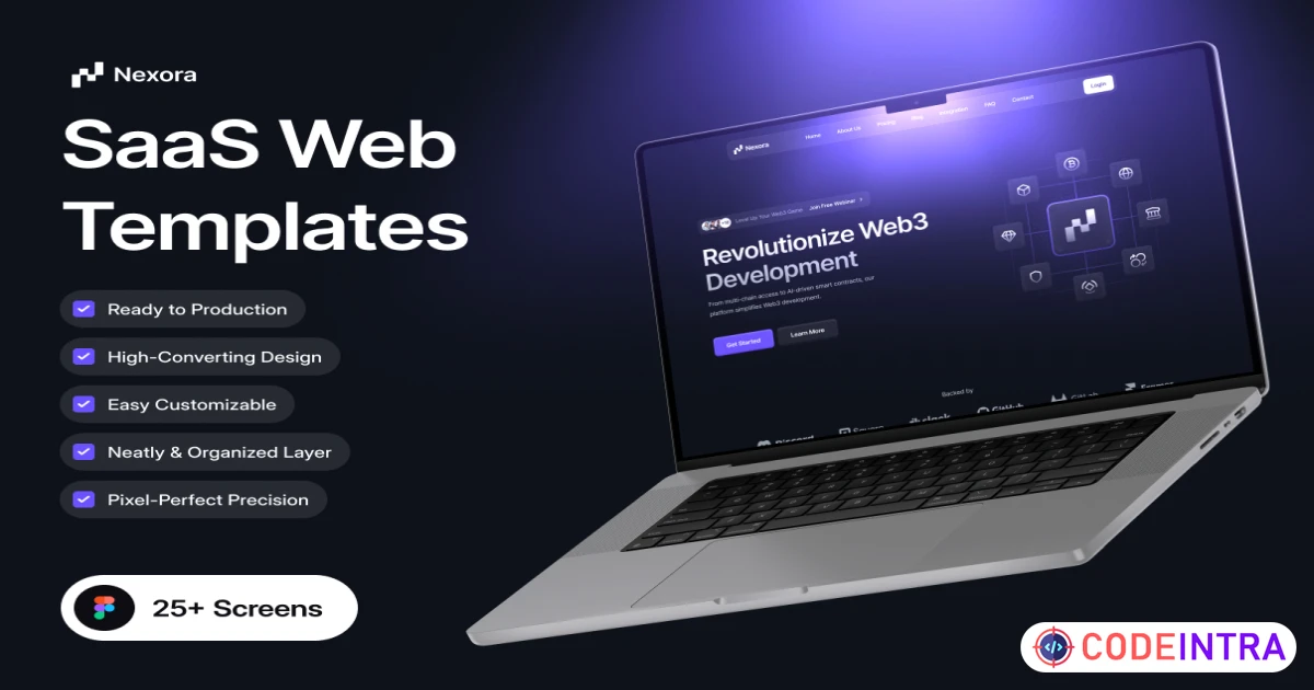 Nexora - SaaS Website Template UI Kit - Figma Resources - Codeintra