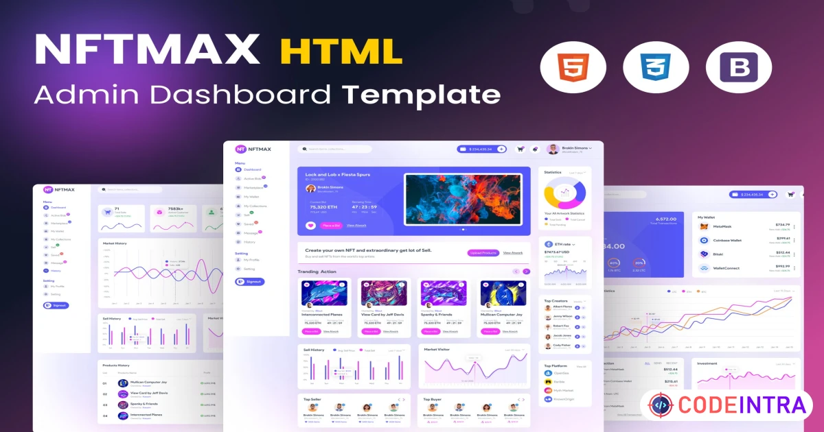 NFTMAX - Bootstrap 5 Admin Templates - Codeintra