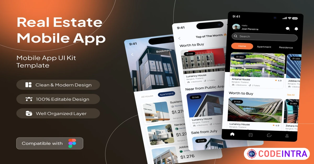 Paradesa - Real Estate Mobile App in FIGMA - Codeintra