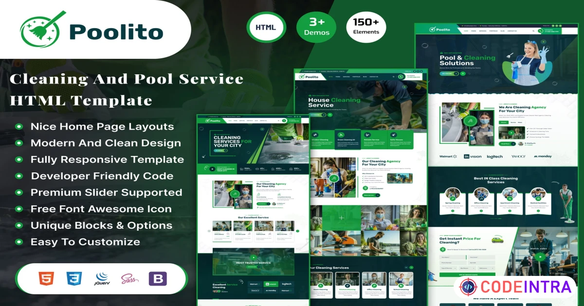 Poolito - Cleaning Service HTML Template - Codeintra