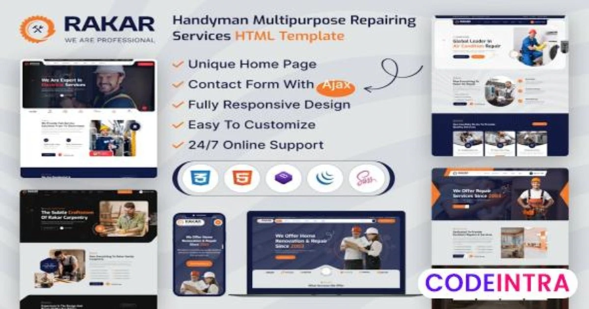 Rakar- Multipurpose Services HTML Template - Codeintra