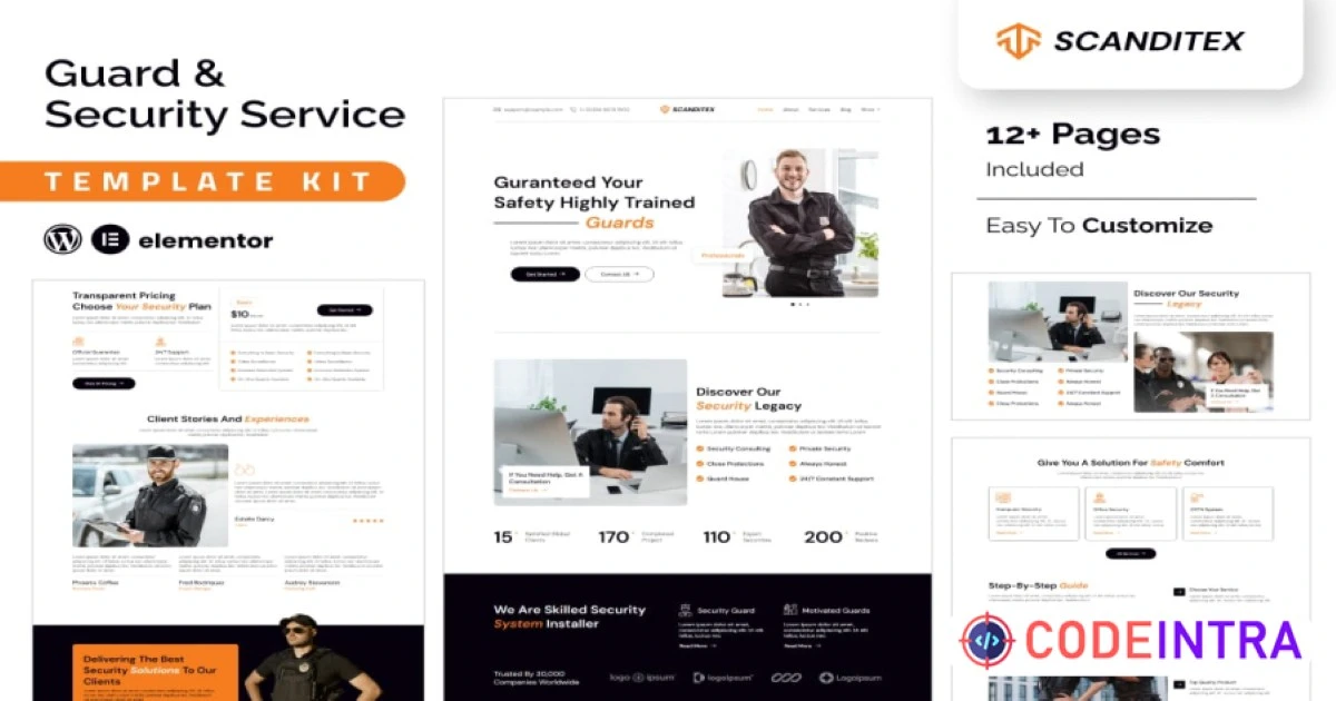 Scanditex - Security Agency & Bodyguard Elementor Template Kit - Codeintra