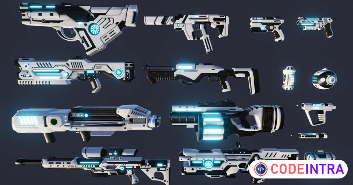 Sci-Fi Battle Weapons | 3D Weapons | Unity Assets - Codeintra