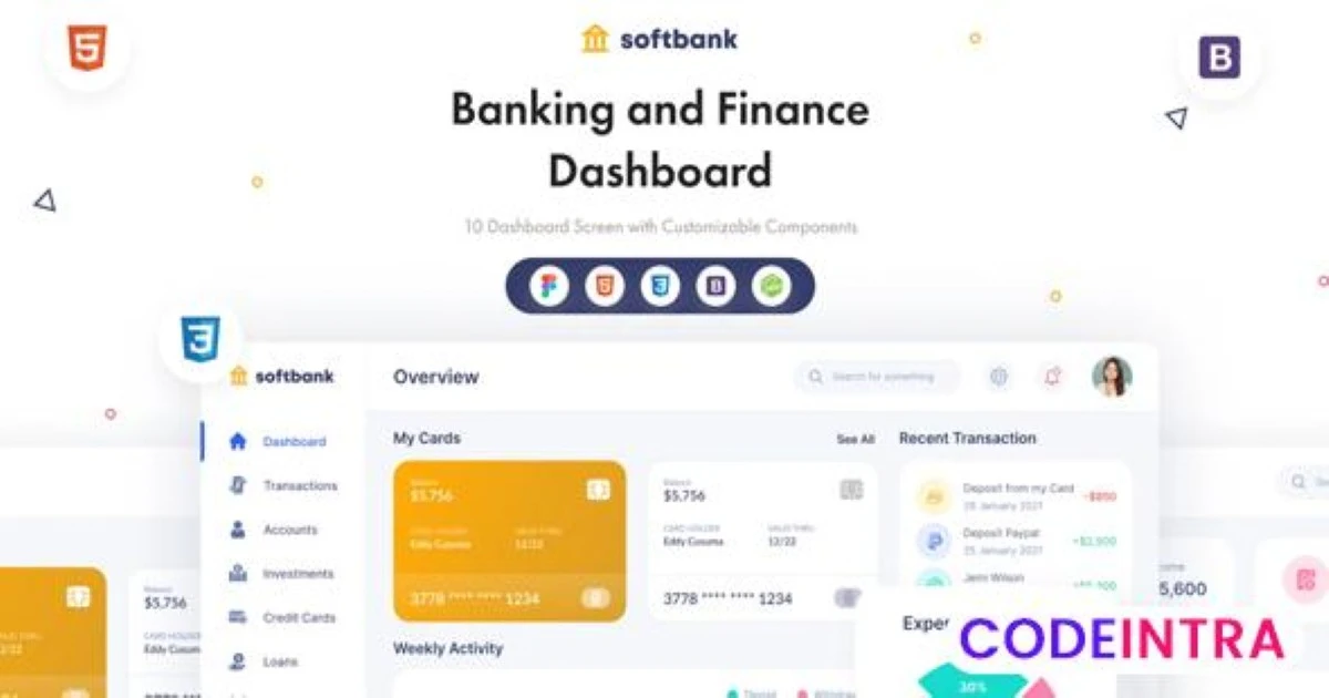 Soft Bank - Banking And Finance Dashboard (Design + Cod - Codeintra