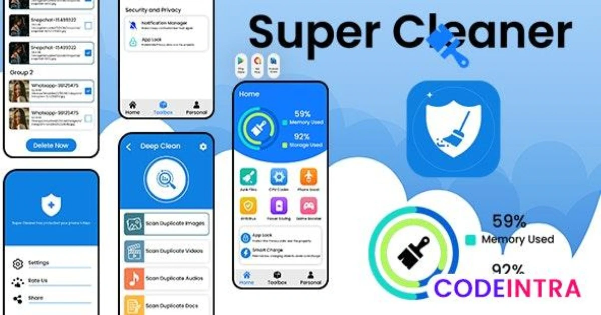 Super Cleaner - Junk Removal - Storage Cleaner - P - Codeintra