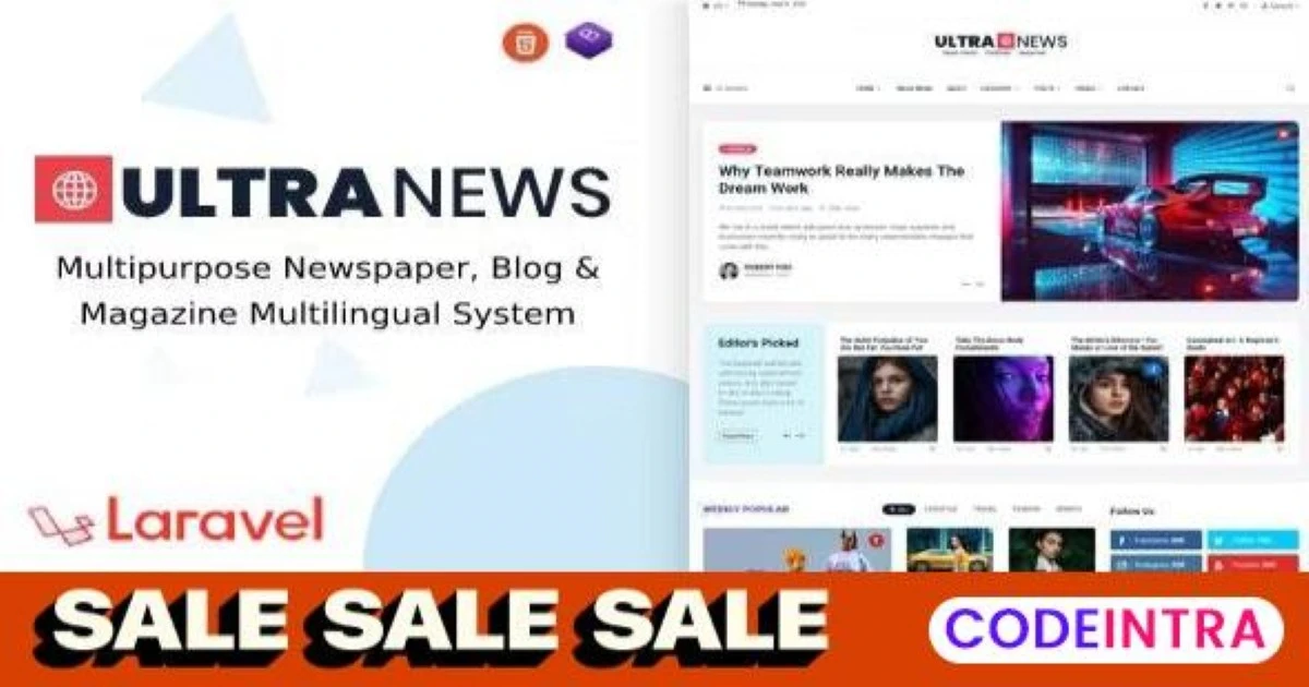 UltraNews - Laravel Newspaper, Blog Multilingual S - Codeintra
