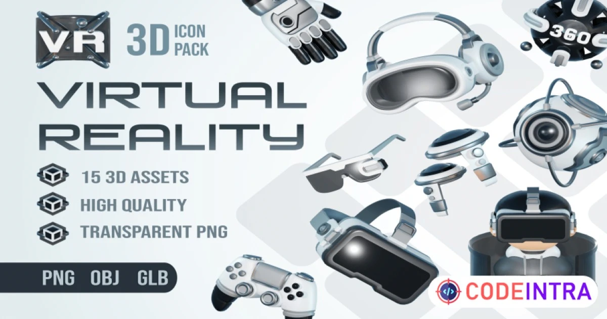 Virtual Reality VR 3D Icon Pack - Codeintra
