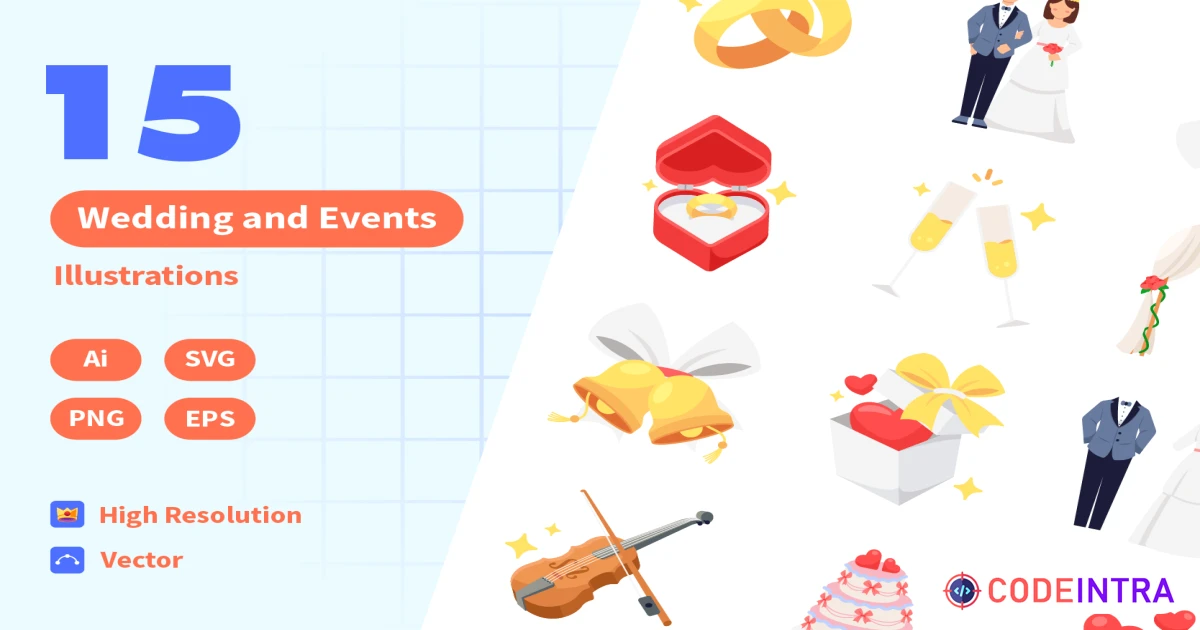 Wedding Event Cartoon Illustration in SVG & PNG - Codeintra