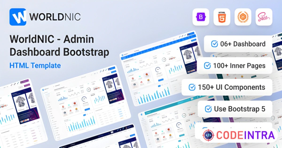 Worldnic Bootstrap Admin Dashboard Template - Codeintra