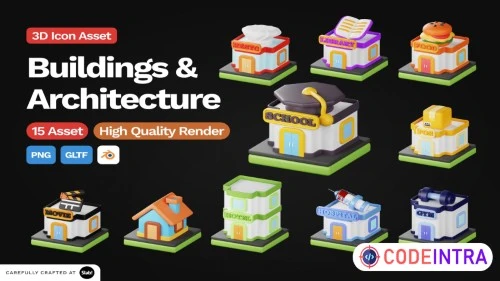 3D Buildings and Architecture Icon