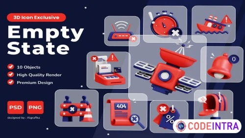 3D Empty State Icon in PSD & PNG Editable