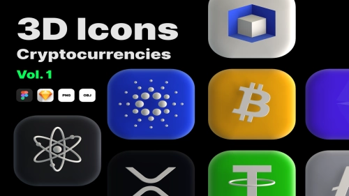 3D Icons Cryptocurrencies Vol. 1 - Figma Resources