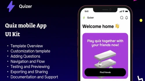 Quiz mobile app UI Kit - Quizer Figma Files Free