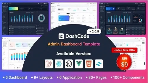 DashCode - Laravel, React, Vuejs, NextJs, HTML,Tailwind