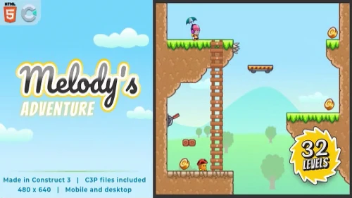 Melody's Adventure - HTML5 Platform game Premium GPL