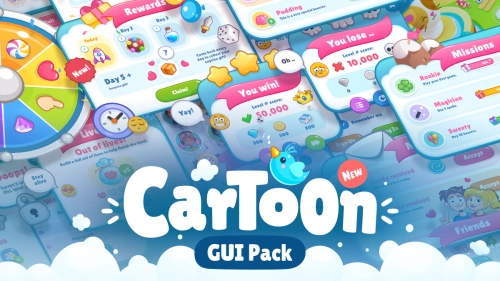 Cartoon GUI Pack | 2D GUI | Unity Assets