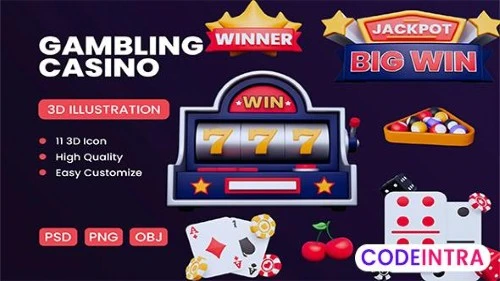 Casino Gambling 3D Icon PSD & PNG Download