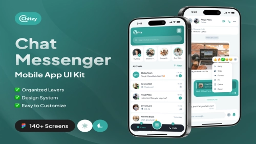 Chitzy - Chat Messenger Mobile App UI Kit - Figma Resources