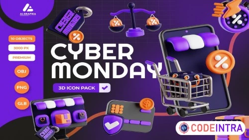 Cyber Monday 3D Icon - in PNG and OBJ