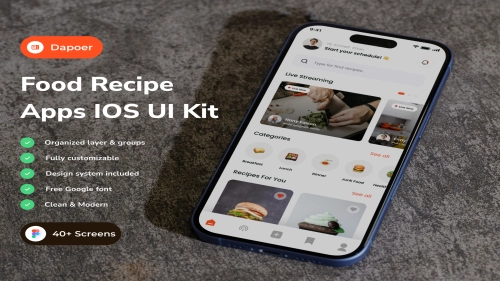 Dapoer - Food Recipe  App IOS UI Kits - Figma Resources