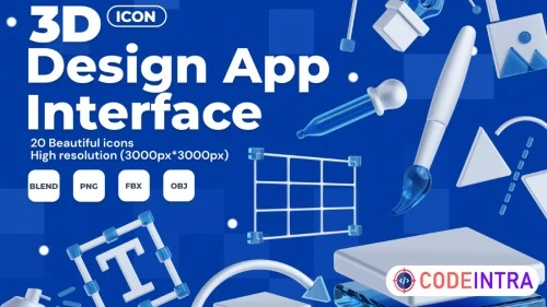 Design App Interface 3D Icon Set in PNG & Blender more