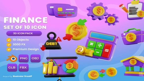 Finance 3d Icon PNG - OBJ - GLB - FBX Premium Design Icons