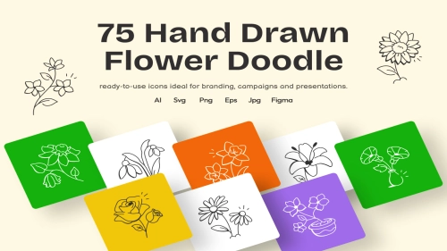Flower Doodles - Illustrations in AI - Figma - PSD - PNG
