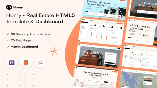 Homy - Real Estate HTML5 Template & Dashboard