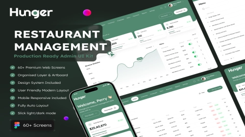 Hunger - Restaurant Management Dashboard Admin UI Kit - Figma Resources