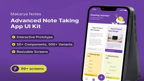 Makarya Notes - Advanced Note Taking App - Design System & UI Kit - Figma Resources