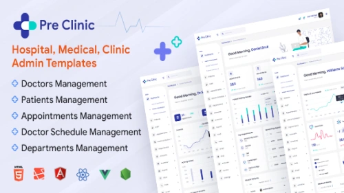 Preclinic - HTML, Vue, React, Angular, Laravel Hospital and Clinic Medical Admin