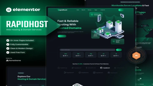 Rapidhost - Web Hosting & Domain Services Elementor Template Kit