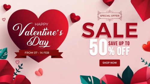 Romantic Savings Valentine Day Sale Template Design Pro PSD ❤️