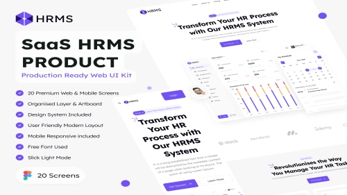 SaaS HRMS Product Website UI Kit - Figma Resources