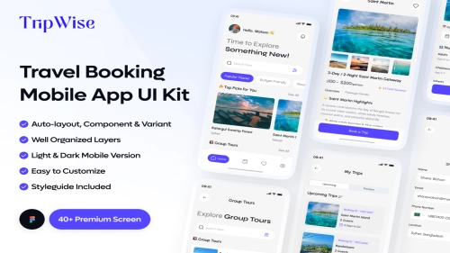 TripWise - Travel Booking App UI - Figma Resources