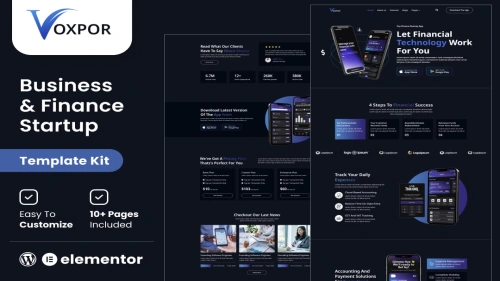 Voxpor - Business & Finance Startup Elementor Template kit